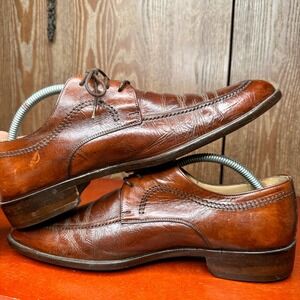 Johnston & Murphy Italy Tan Leather Cap Toe Dress Shoes Brown Mens sz 9.5 Oxford